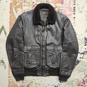 G-1 US Navy Leather Flight Jacket Bauer Bomber Jacket WWII USN Mens Size 46 Tall